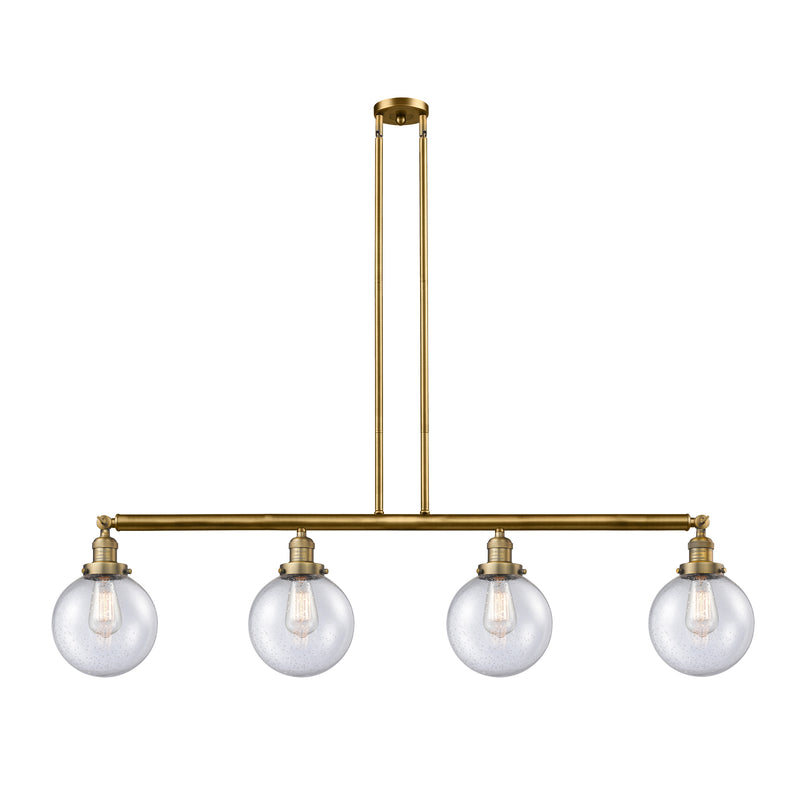 Beacon Island Light shown in the Brushed Brass finish with a Seedy shade