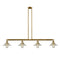 Halophane Island Light shown in the Brushed Brass finish with a Clear Halophane shade