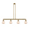 Olean Island Light shown in the Brushed Brass finish with a Matte White shade