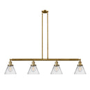 Cone Island Light shown in the Brushed Brass finish with a Clear shade