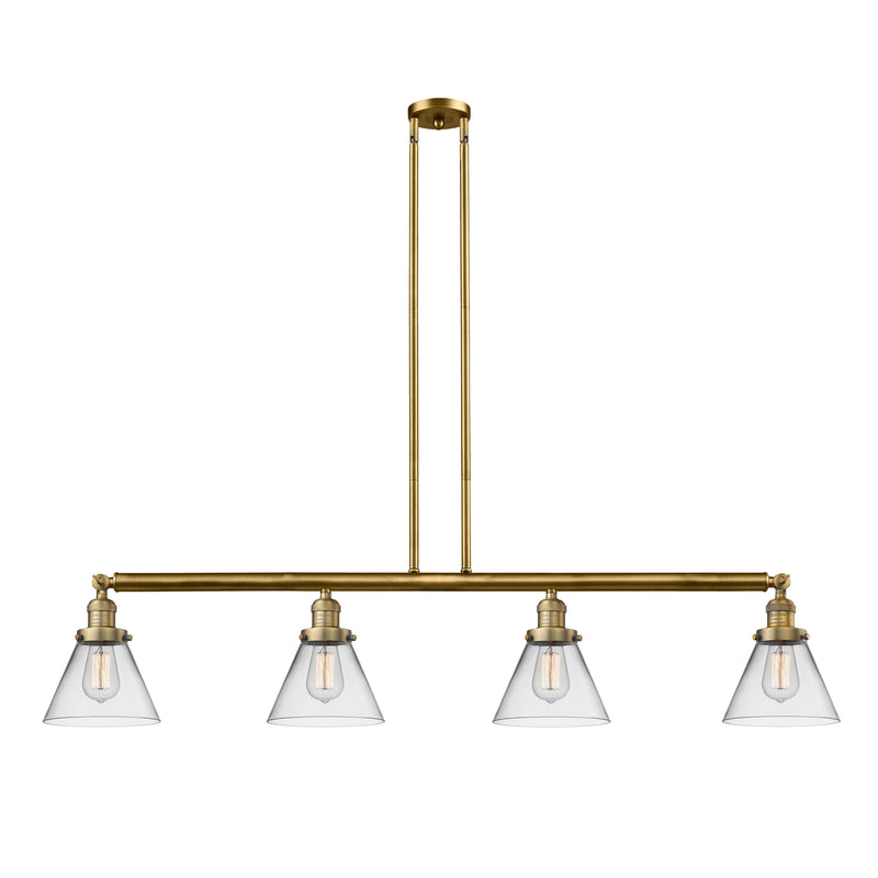 Cone Island Light shown in the Brushed Brass finish with a Clear shade