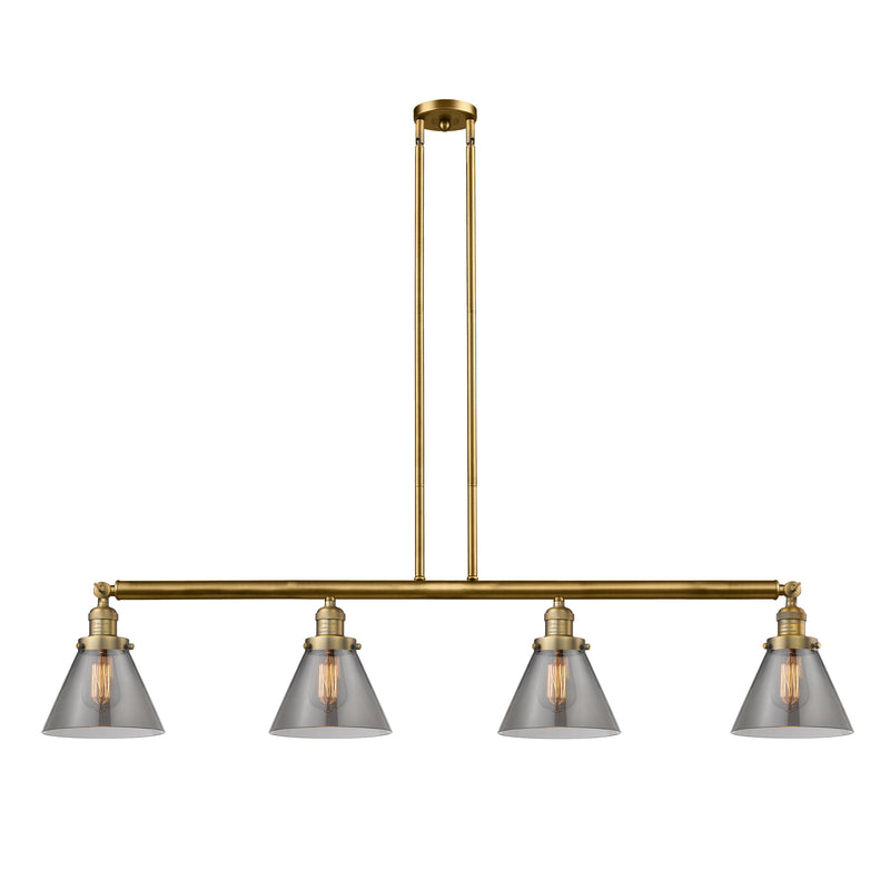 Cone Island Light shown in the Brushed Brass finish with a Plated Smoke shade