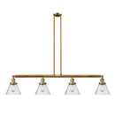 Cone Island Light shown in the Brushed Brass finish with a Seedy shade