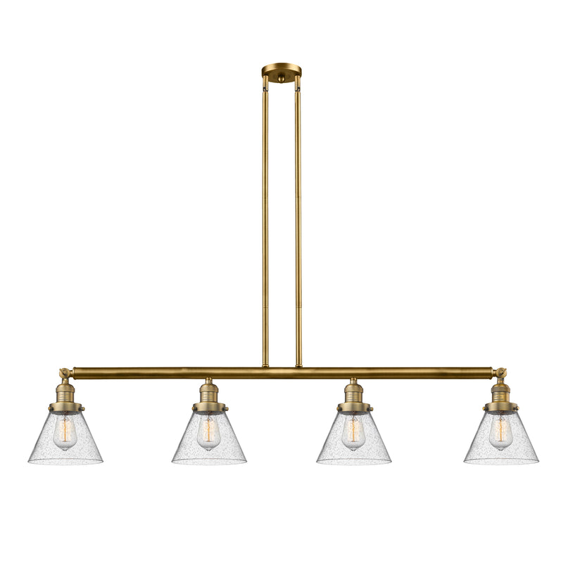 Cone Island Light shown in the Brushed Brass finish with a Seedy shade