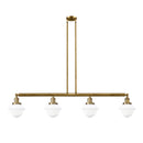 Oxford Island Light shown in the Brushed Brass finish with a Matte White shade