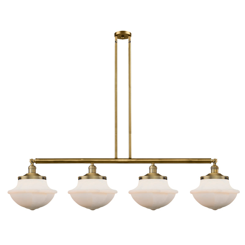 Oxford Island Light shown in the Brushed Brass finish with a Matte White shade