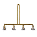 Cone Island Light shown in the Brushed Brass finish with a Plated Smoke shade