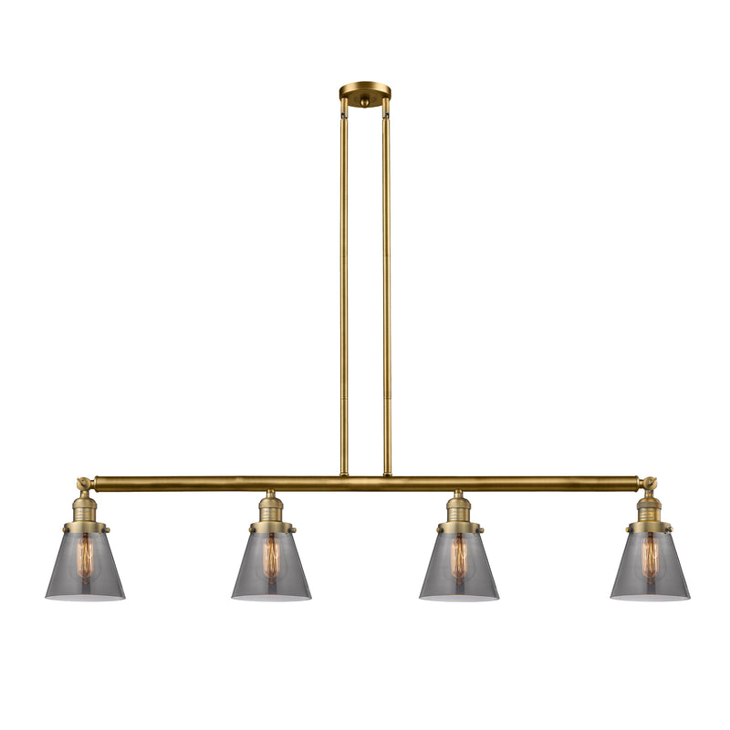 Cone Island Light shown in the Brushed Brass finish with a Plated Smoke shade