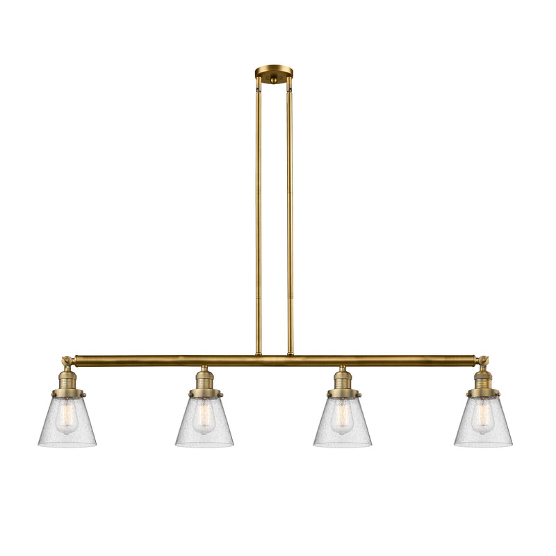 Cone Island Light shown in the Brushed Brass finish with a Seedy shade