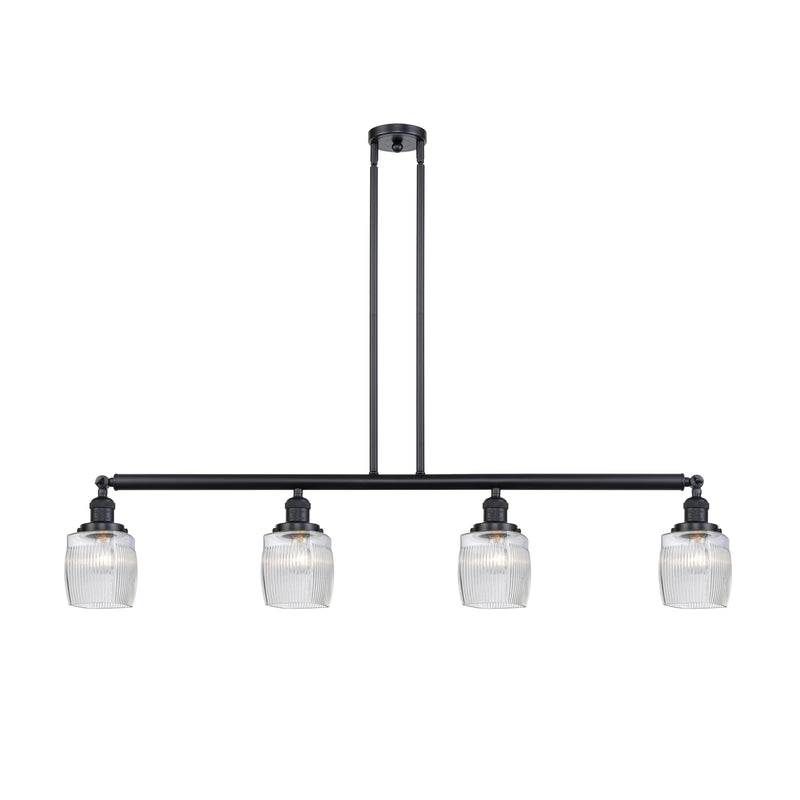 Colton Island Light shown in the Matte Black finish with a Clear Halophane shade