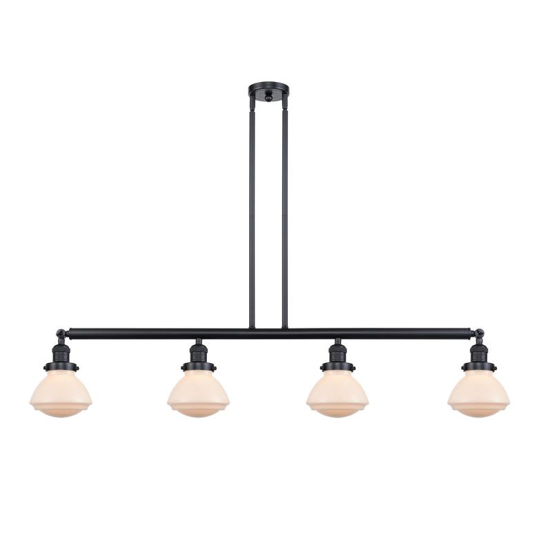 Olean Island Light shown in the Matte Black finish with a Matte White shade