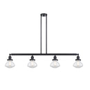 Olean Island Light shown in the Matte Black finish with a Clear shade