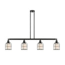 Bell Cage Island Light shown in the Matte Black finish with a Matte White shade