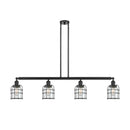 Bell Cage Island Light shown in the Matte Black finish with a Clear shade