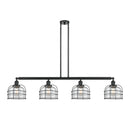 Bell Cage Island Light shown in the Matte Black finish with a Clear shade