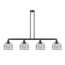 Bell Cage Island Light shown in the Matte Black finish with a Seedy shade