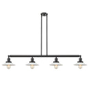 Halophane Island Light shown in the Oil Rubbed Bronze finish with a Matte White Halophane shade