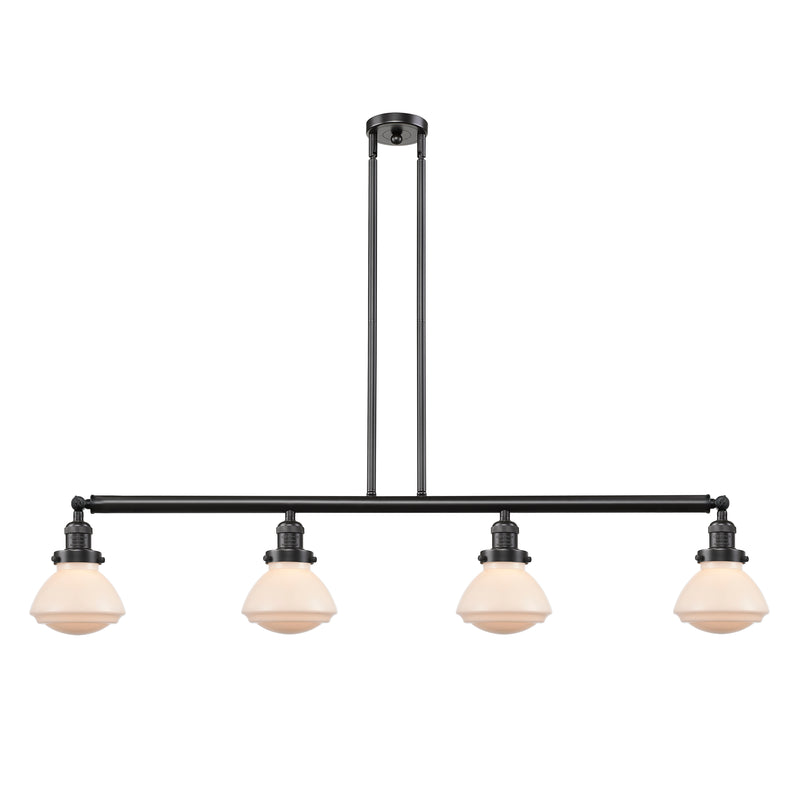 Olean Island Light shown in the Oil Rubbed Bronze finish with a Matte White shade