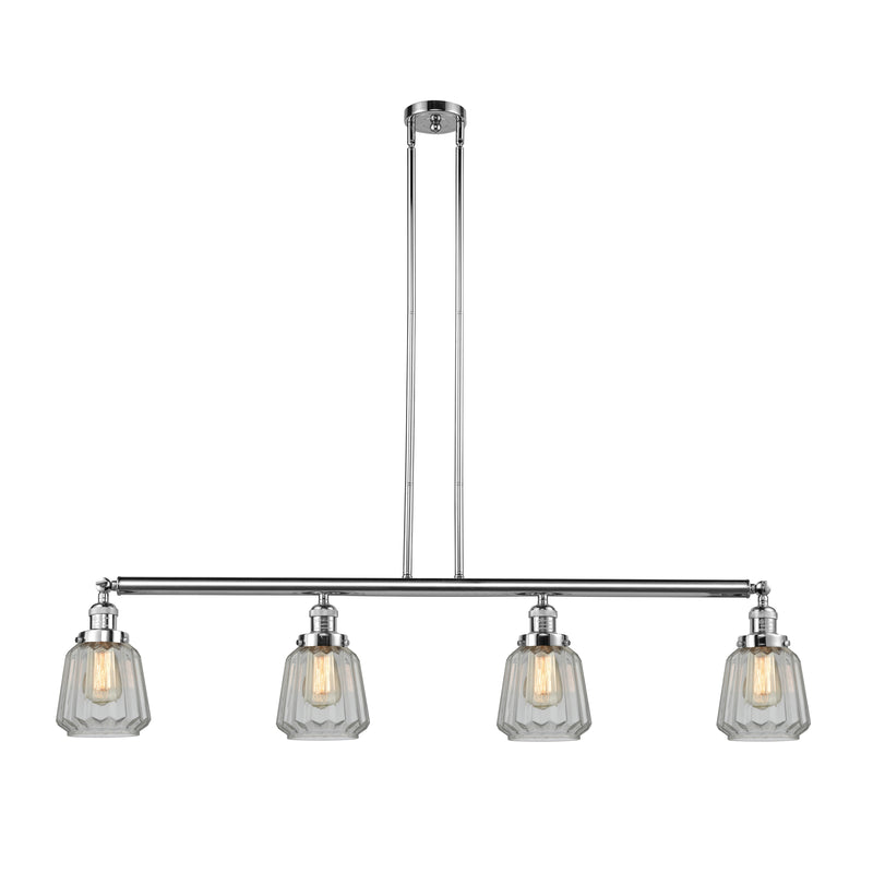 Chatham Island Light shown in the Polished Chrome finish with a Clear shade