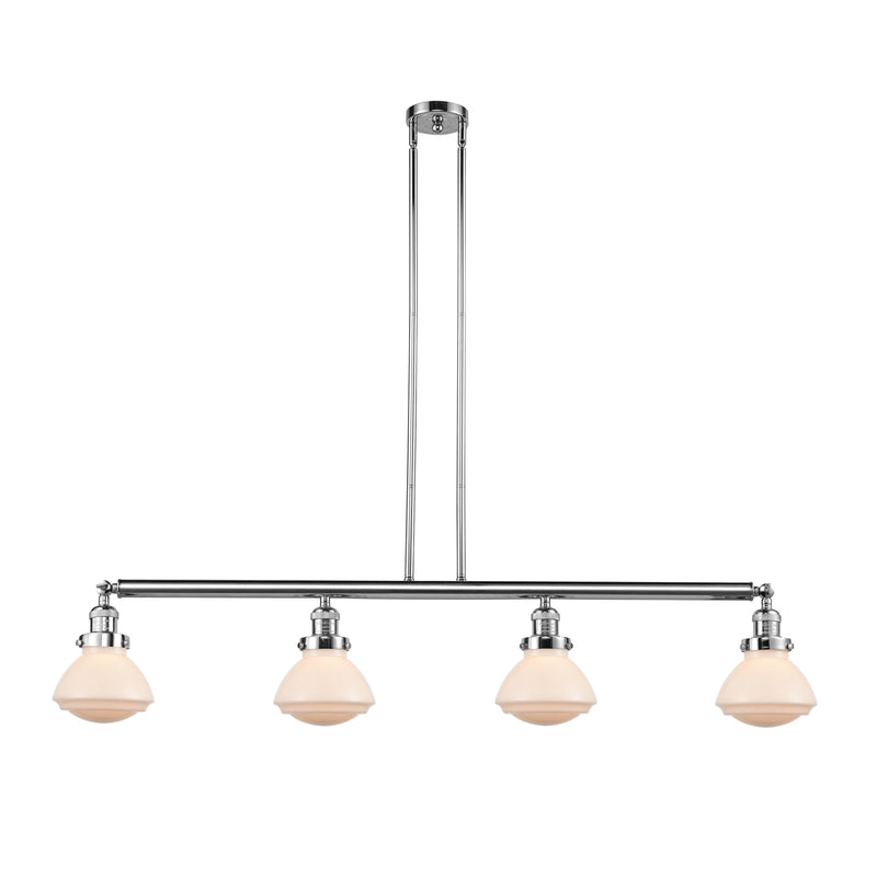 Olean Island Light shown in the Polished Chrome finish with a Matte White shade