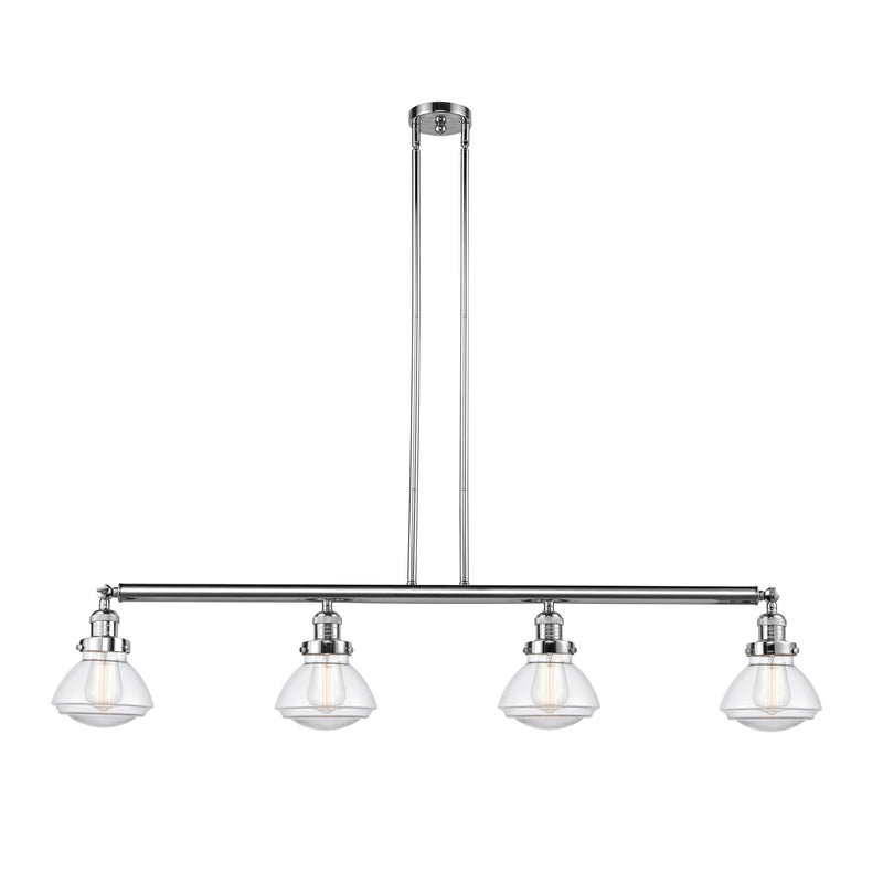 Olean Island Light shown in the Polished Chrome finish with a Clear shade