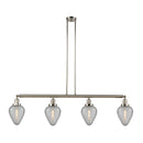 Geneseo Island Light shown in the Polished Nickel finish with a Clear Crackled shade