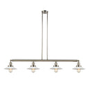 Halophane Island Light shown in the Polished Nickel finish with a Matte White Halophane shade