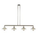 Halophane Island Light shown in the Polished Nickel finish with a Clear Halophane shade