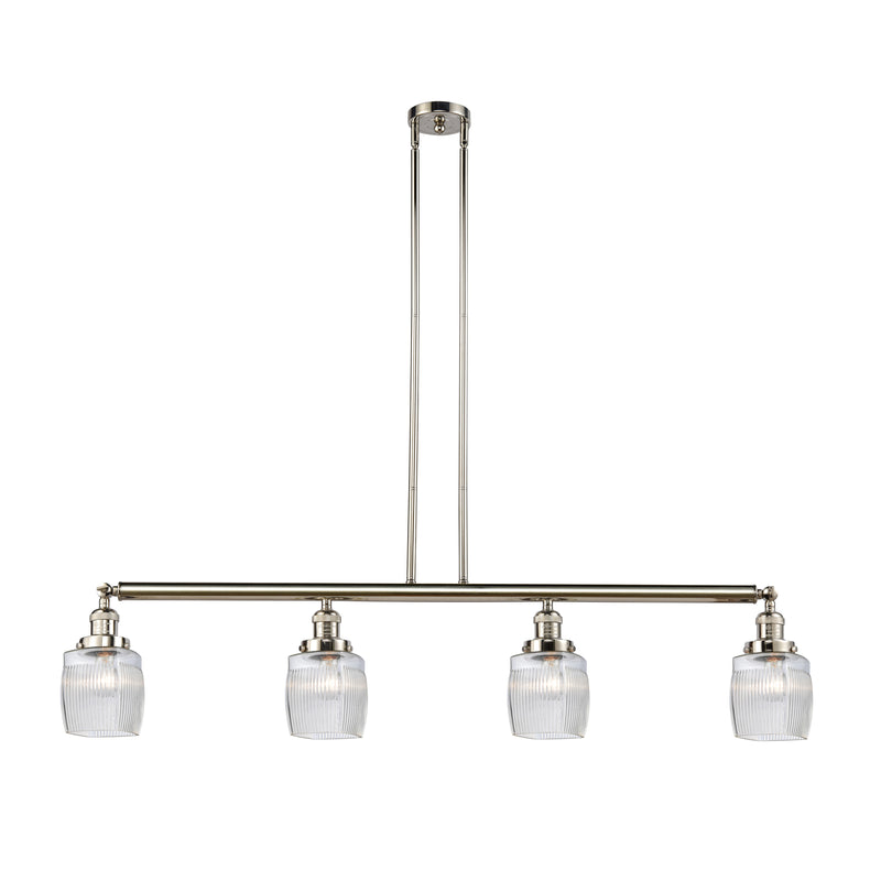 Colton Island Light shown in the Polished Nickel finish with a Clear Halophane shade