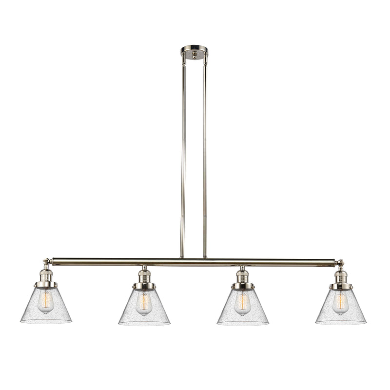 Cone Island Light shown in the Polished Nickel finish with a Seedy shade