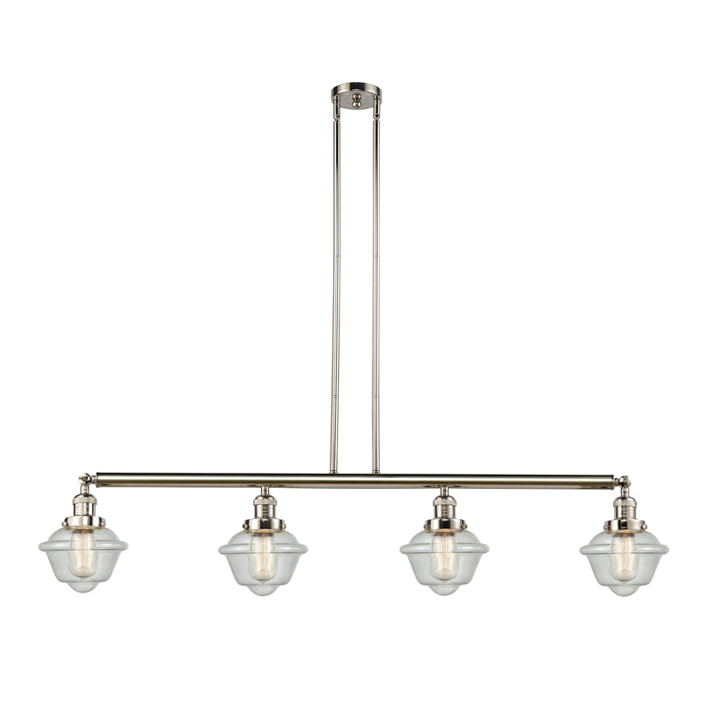 Oxford Island Light shown in the Polished Nickel finish with a Seedy shade