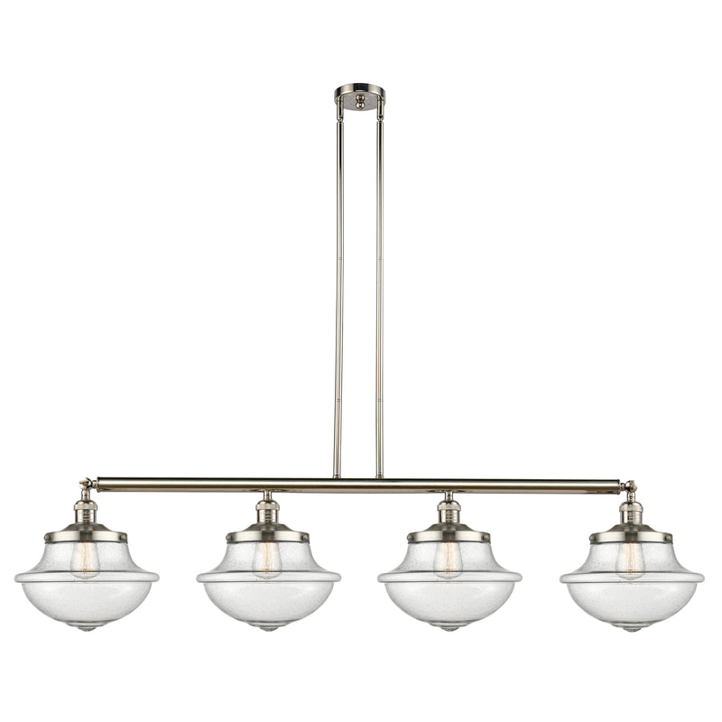 Oxford Island Light shown in the Polished Nickel finish with a Seedy shade