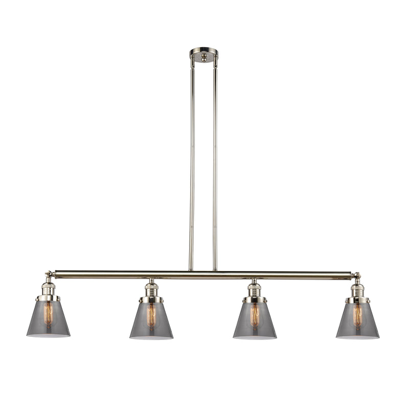 Cone Island Light shown in the Polished Nickel finish with a Plated Smoke shade