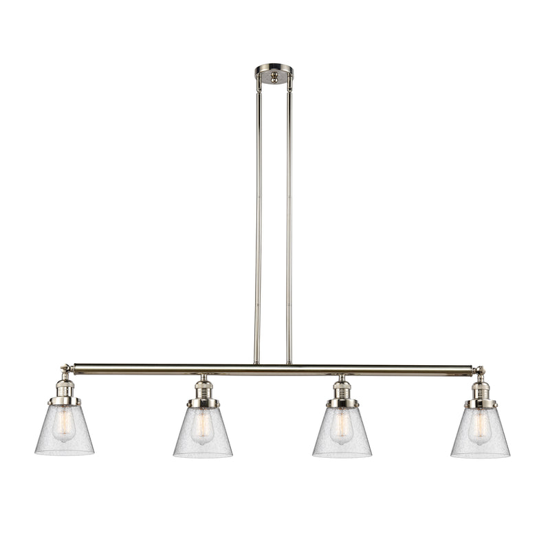 Cone Island Light shown in the Polished Nickel finish with a Seedy shade