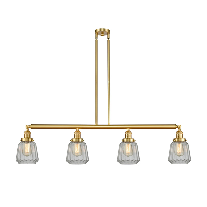 Chatham Island Light shown in the Satin Gold finish with a Clear shade