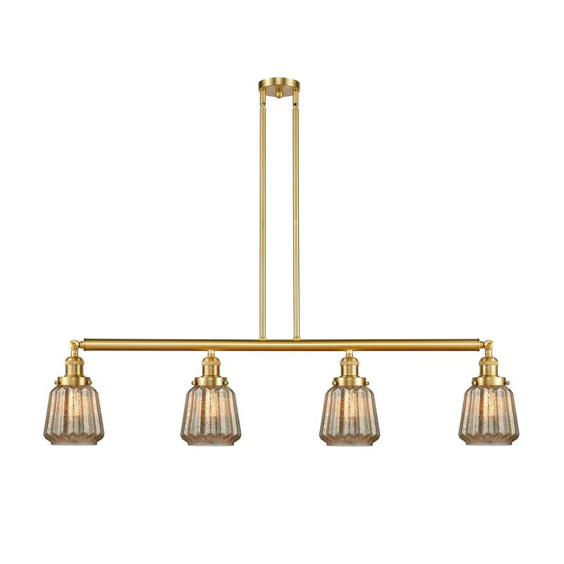 Chatham Island Light shown in the Satin Gold finish with a Mercury shade