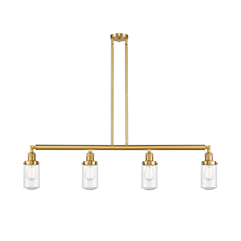 Dover Island Light shown in the Satin Gold finish with a Seedy shade