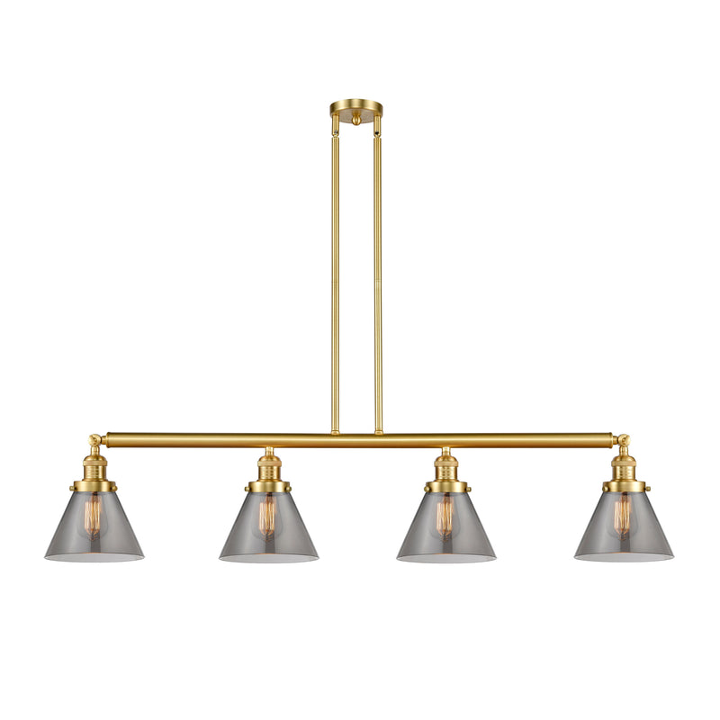 Cone Island Light shown in the Satin Gold finish with a Plated Smoke shade