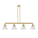 Cone Island Light shown in the Satin Gold finish with a Seedy shade