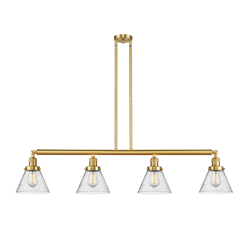 Cone Island Light shown in the Satin Gold finish with a Seedy shade