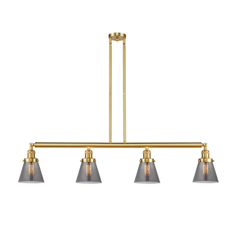 Cone Island Light shown in the Satin Gold finish with a Plated Smoke shade