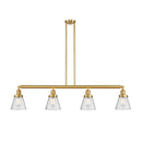 Cone Island Light shown in the Satin Gold finish with a Seedy shade