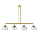 Bell Island Light shown in the Satin Gold finish with a Seedy shade