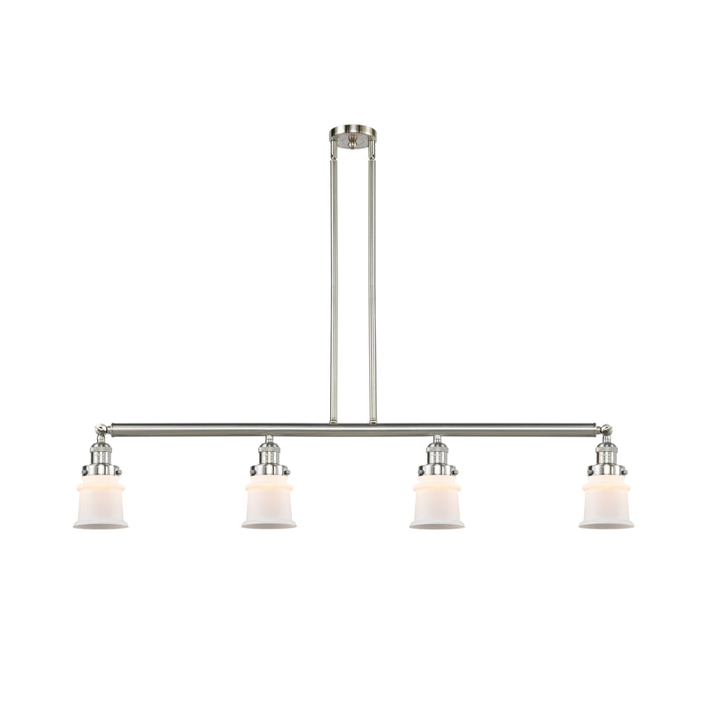 Canton Island Light shown in the Brushed Satin Nickel finish with a Matte White shade