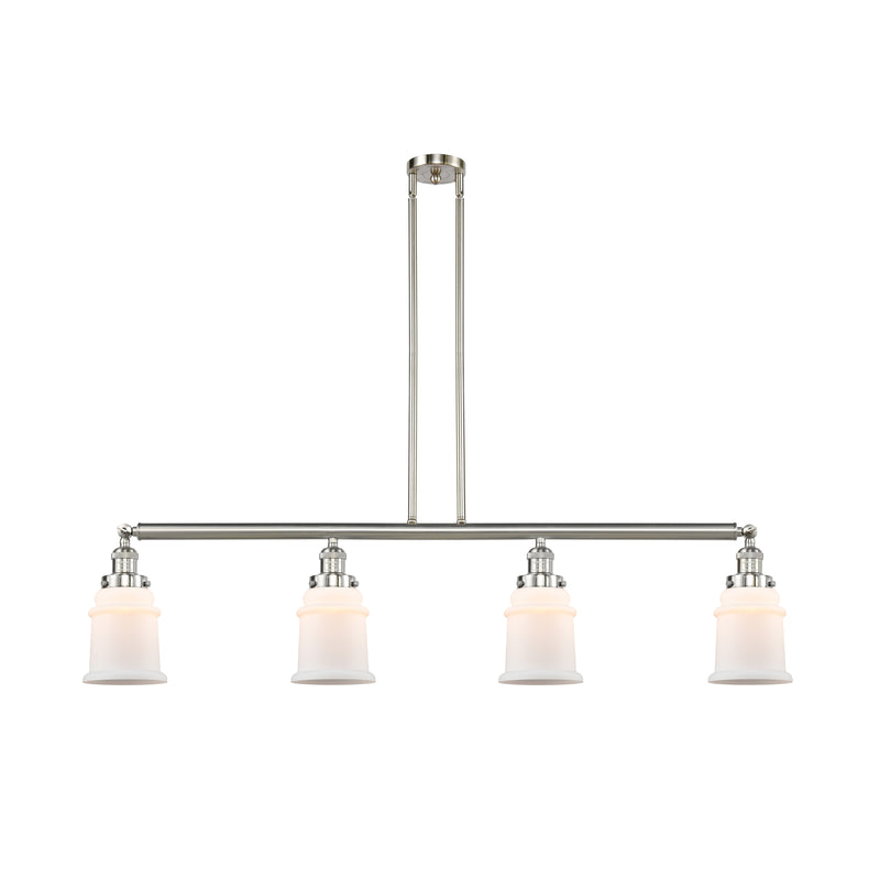 Canton Island Light shown in the Brushed Satin Nickel finish with a Matte White shade