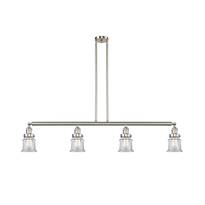 Canton Island Light shown in the Brushed Satin Nickel finish with a Clear shade