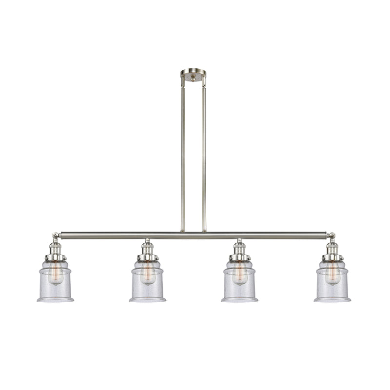 Canton Island Light shown in the Brushed Satin Nickel finish with a Seedy shade