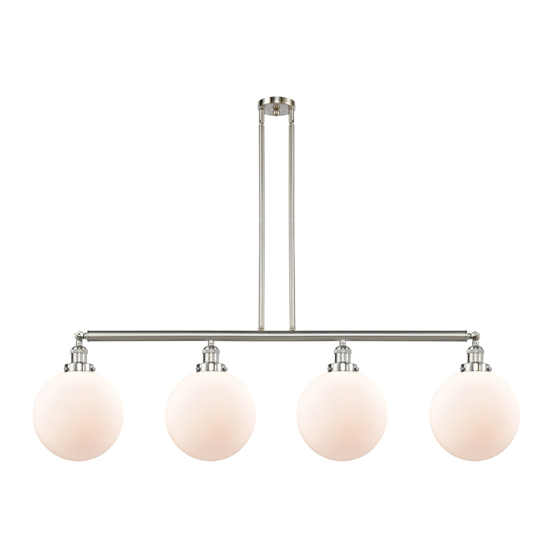 Beacon Island Light shown in the Brushed Satin Nickel finish with a Matte White shade