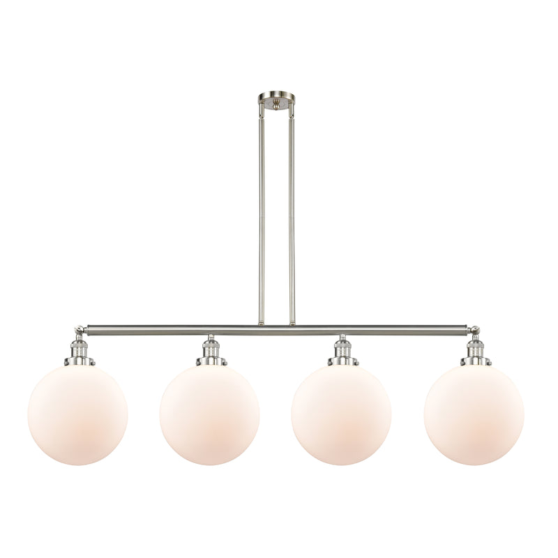 Beacon Island Light shown in the Brushed Satin Nickel finish with a Matte White shade