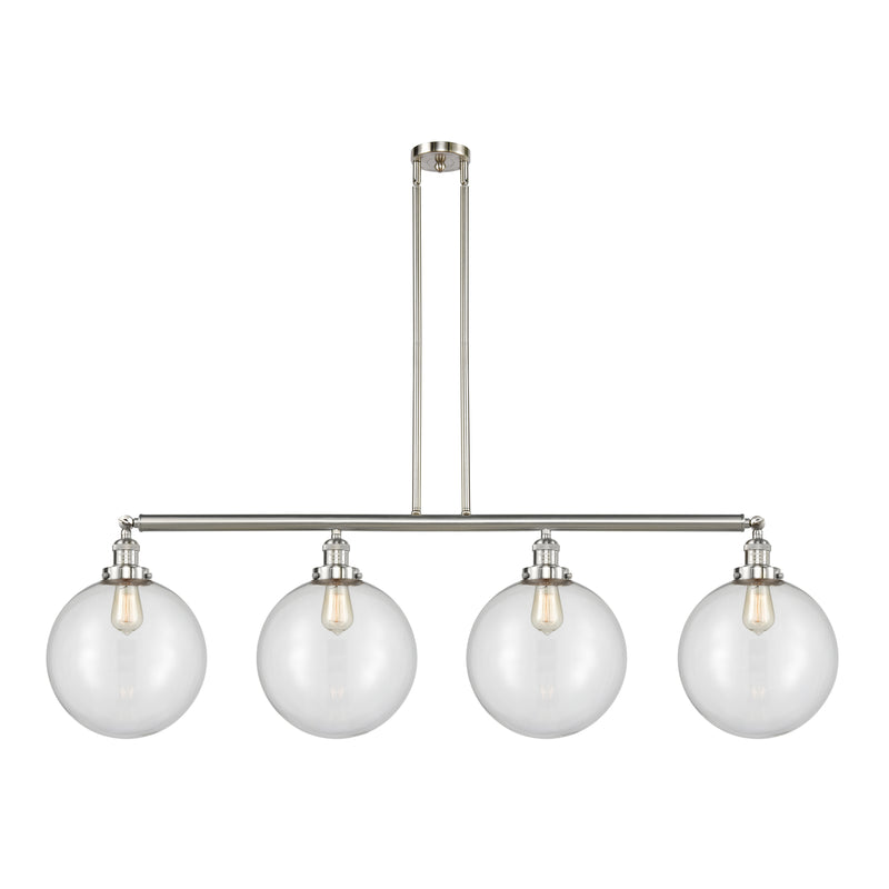 Beacon Island Light shown in the Brushed Satin Nickel finish with a Clear shade